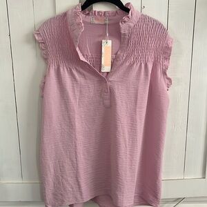 NWT light pink ruffle sleeveless blouse with buttons size S